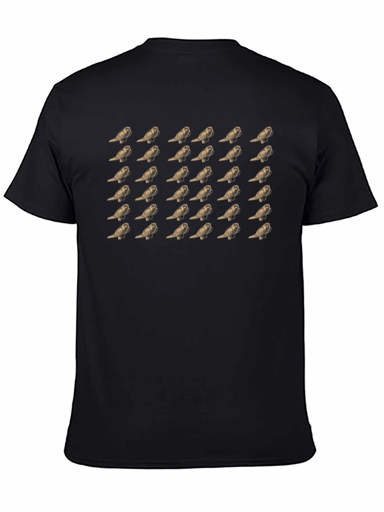 Patterned Bird Print Black T-Shirt