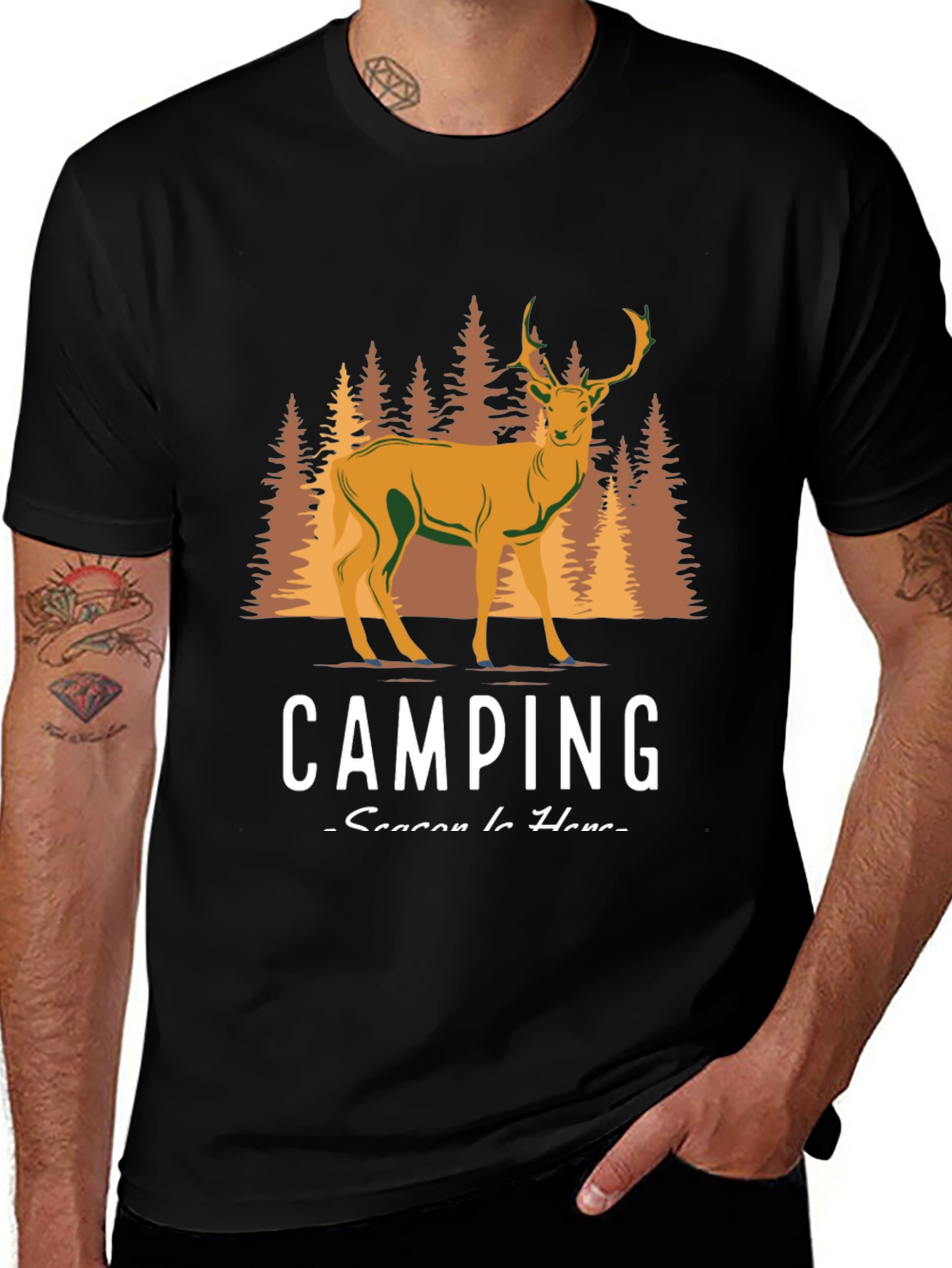 Camping Season Deer Graphic Tee
