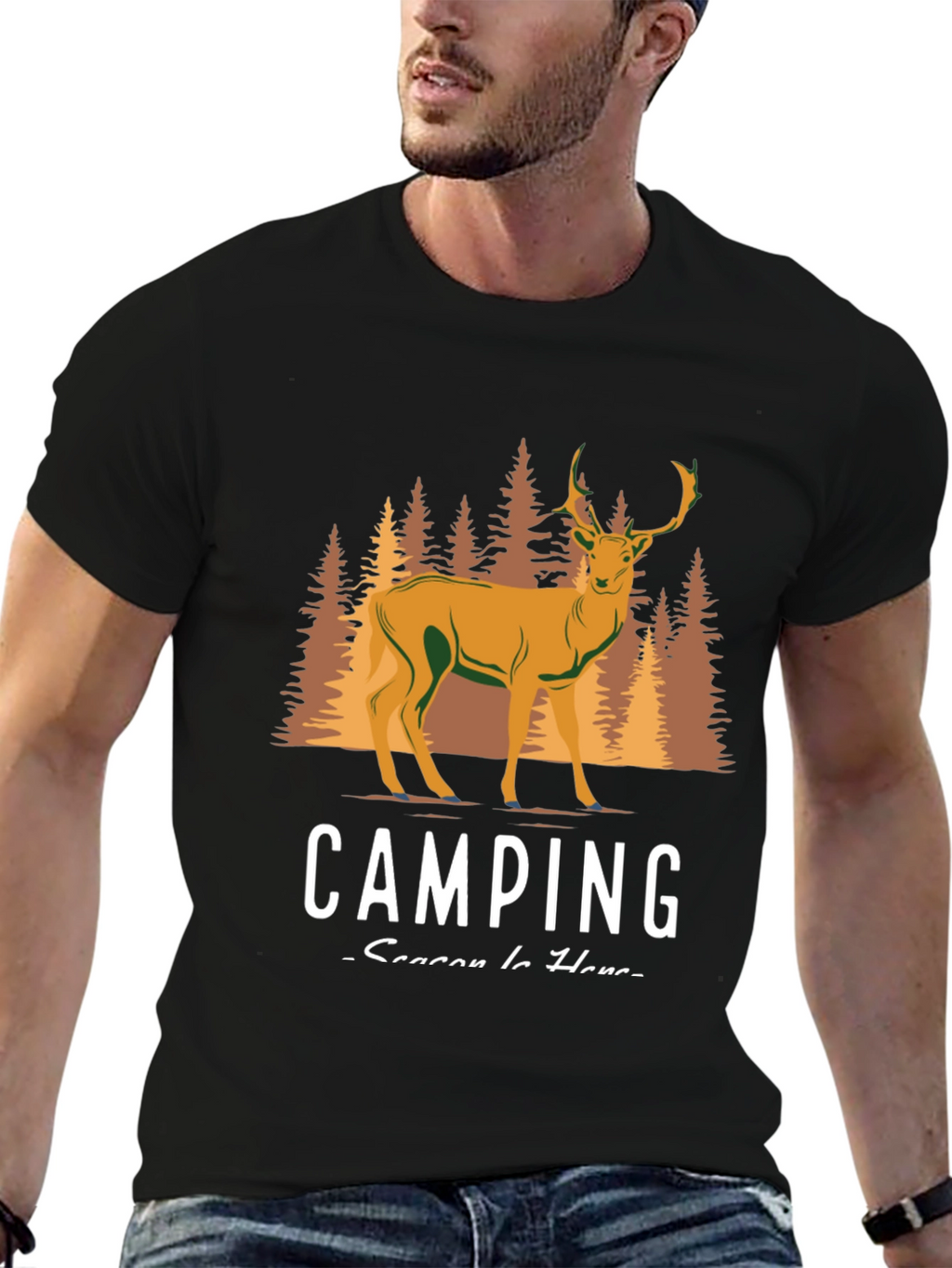 Camping Season Deer Graphic Tee