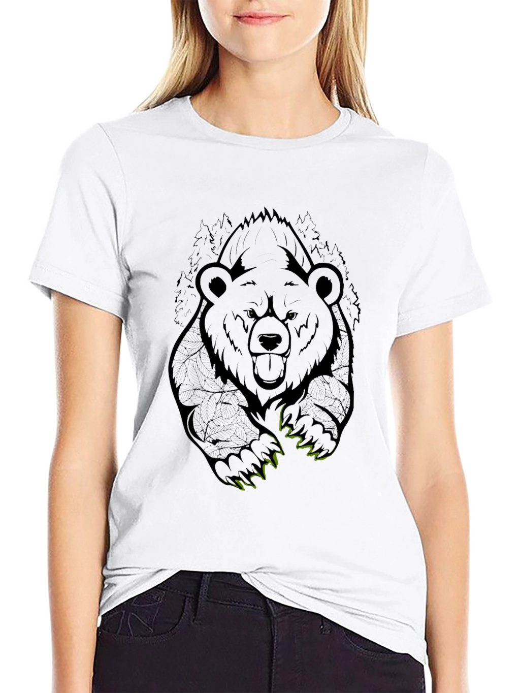 Bear Graphic Tee - Mens Black Cotton T-Shirt