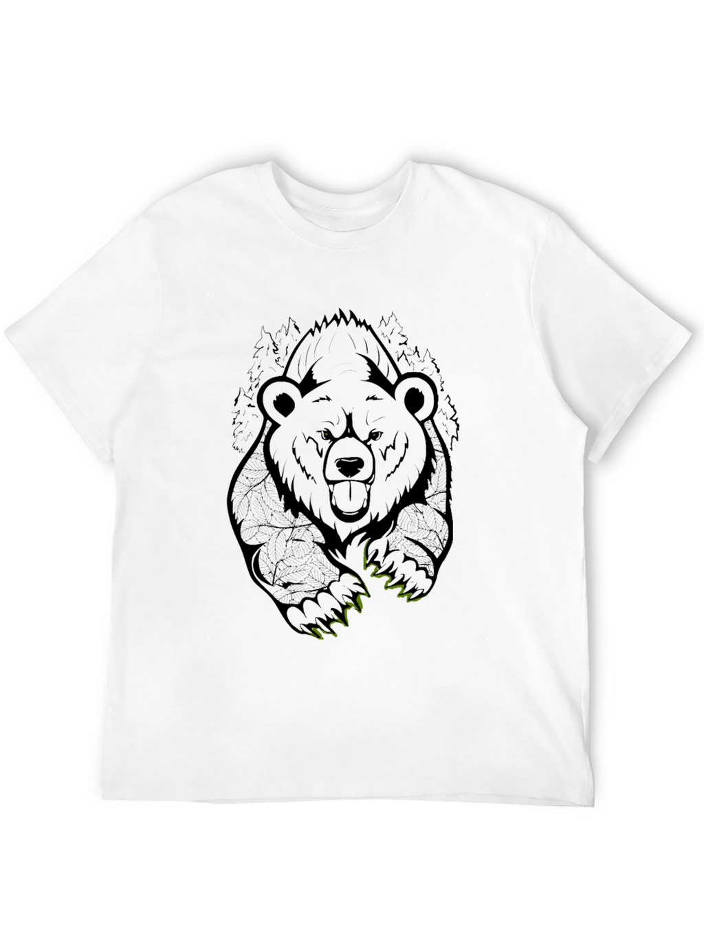 Bear Graphic Tee - Mens Black Cotton T-Shirt