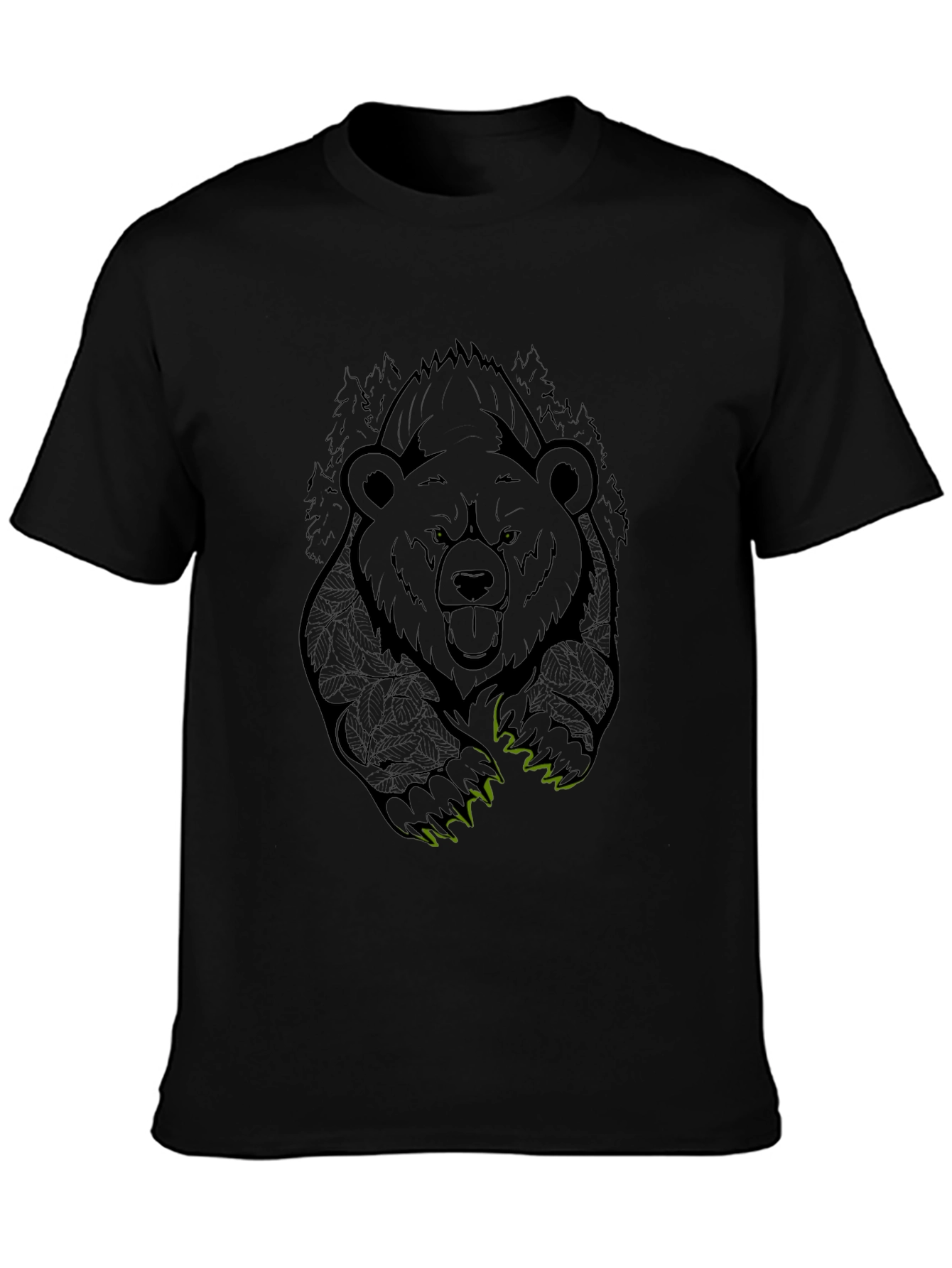 Bear Graphic Tee - Mens Black Cotton T-Shirt