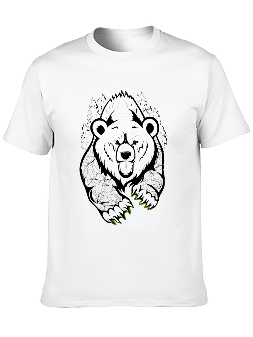 Bear Graphic Tee - Mens Black Cotton T-Shirt