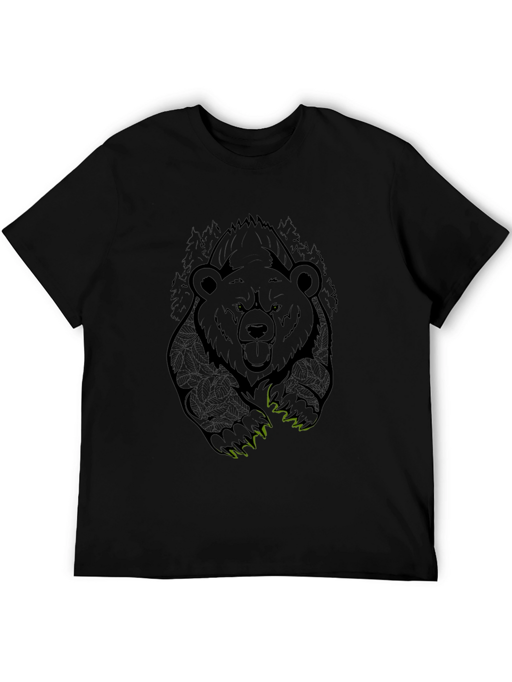 Bear Graphic Tee - Mens Black Cotton T-Shirt