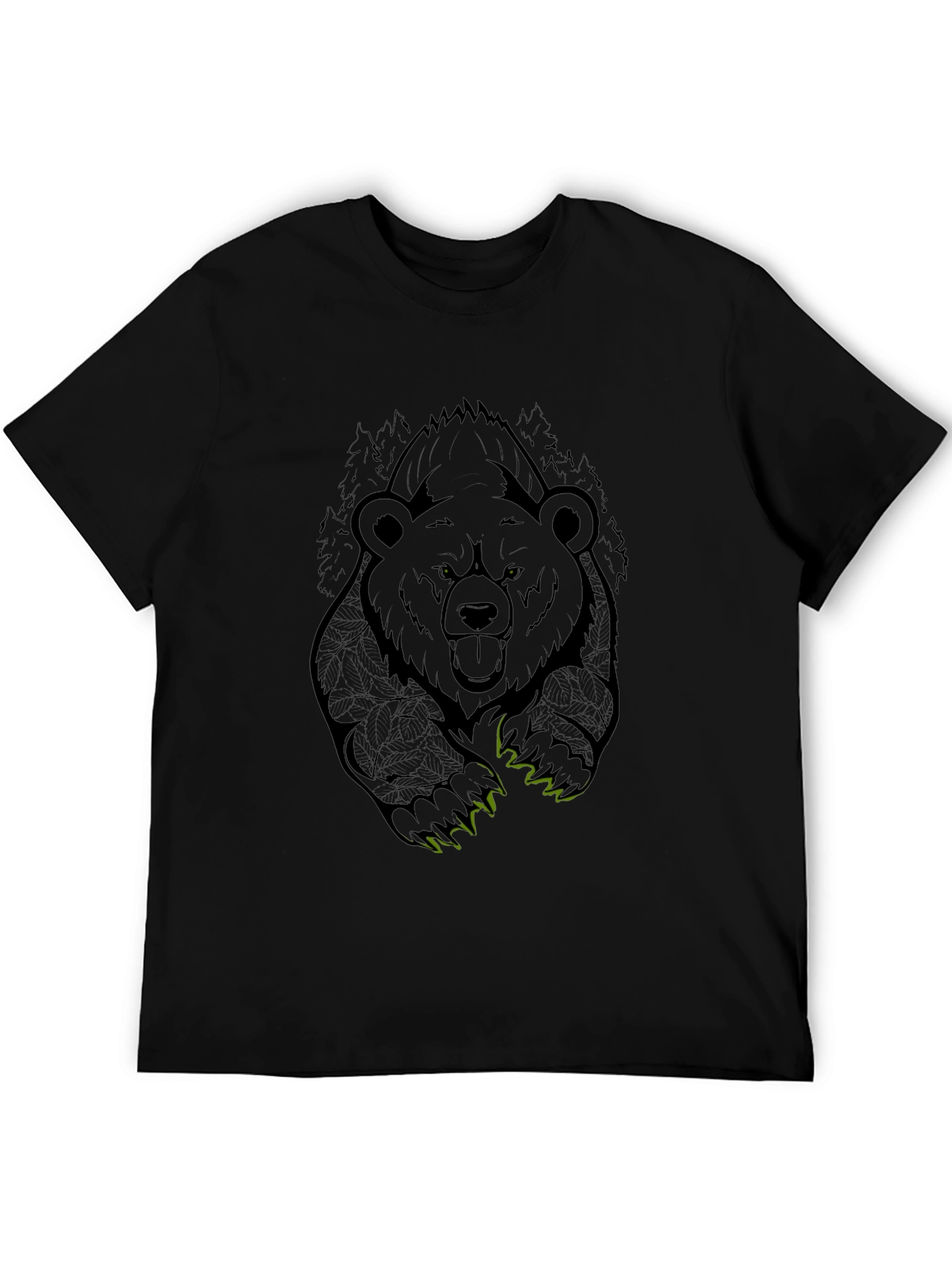 Bear Graphic Tee - Mens Black Cotton T-Shirt