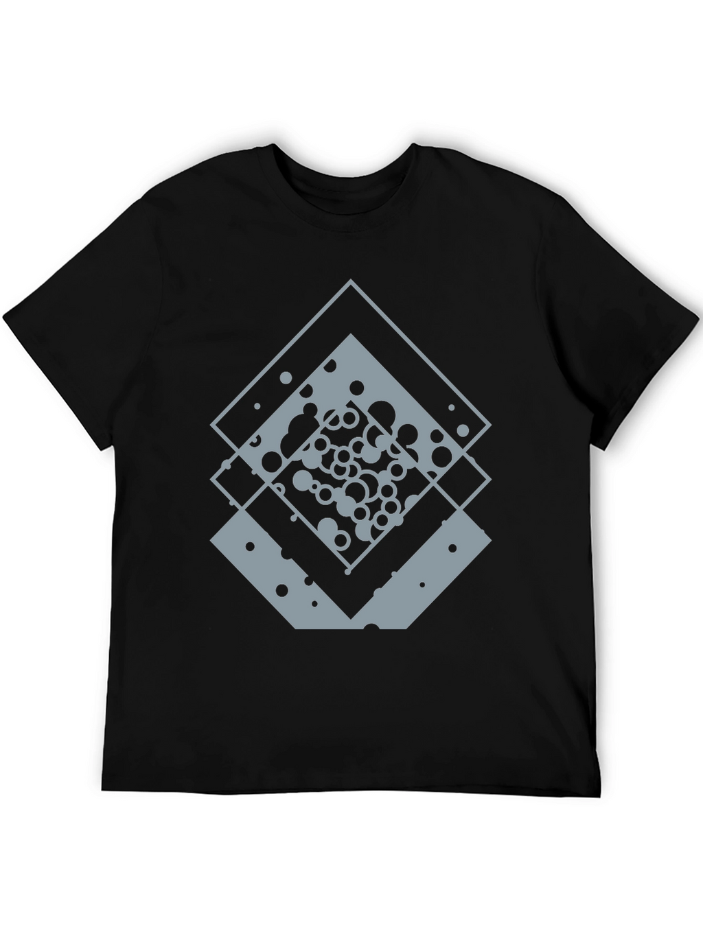 Geometric Squares Graphic Tee - Black