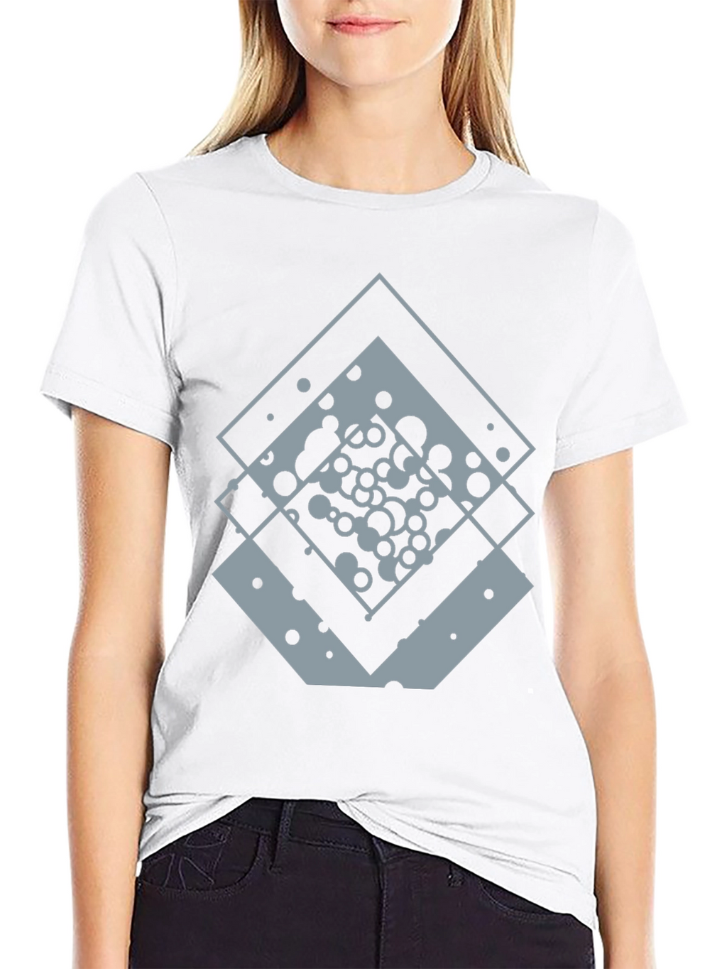 Geometric Squares Graphic Tee - Black