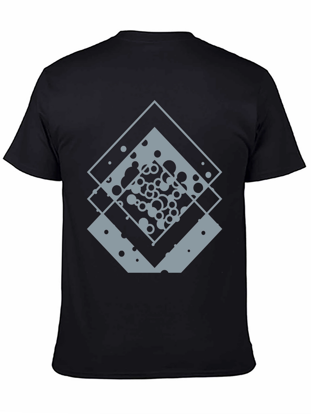 Geometric Squares Graphic Tee - Black