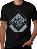 Geometric Squares Graphic Tee - Black