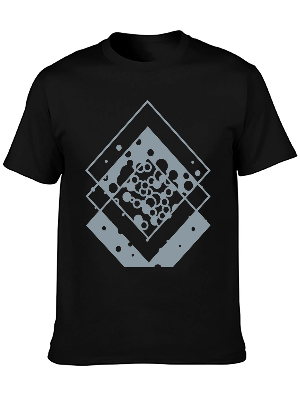 Geometric Squares Graphic Tee - Black