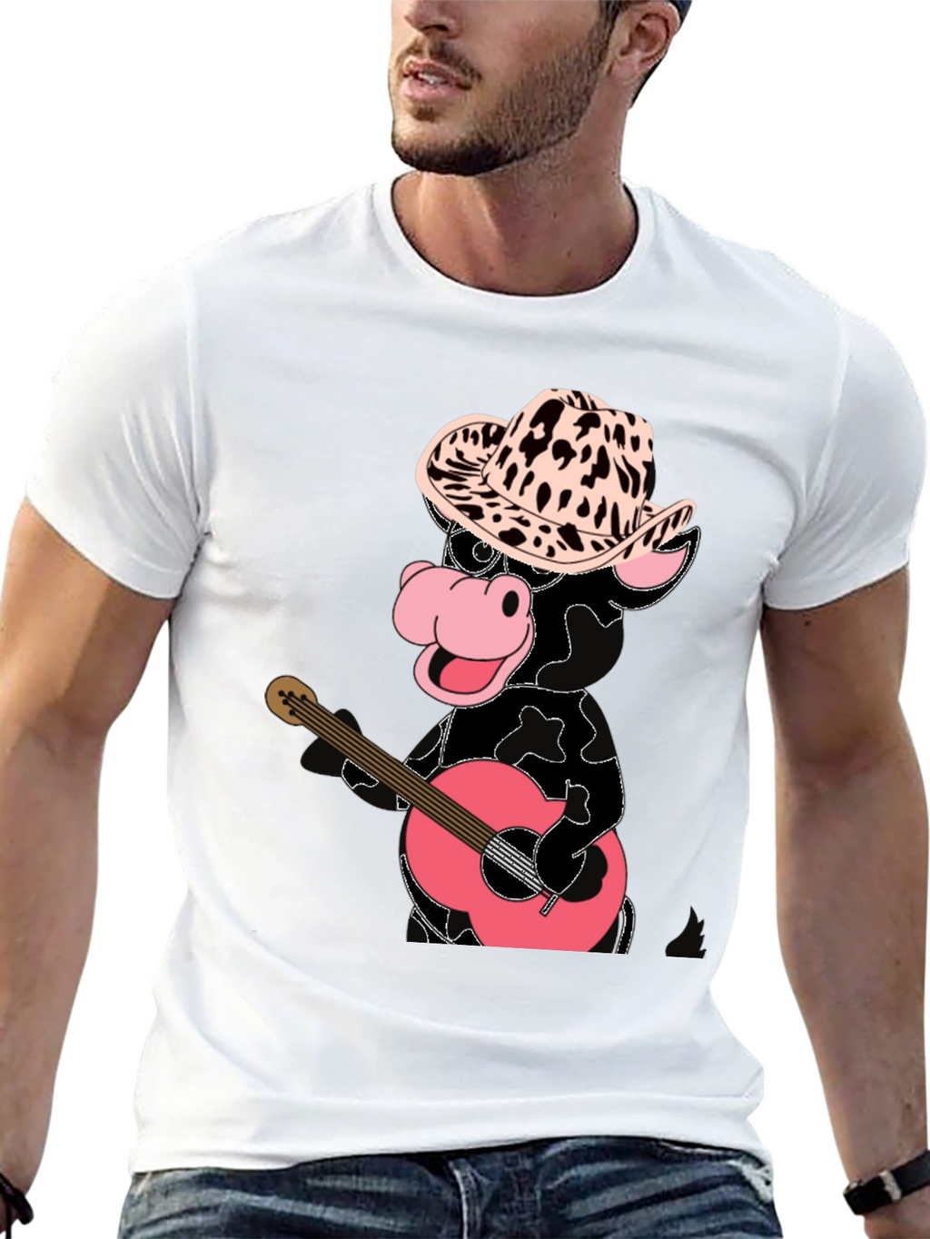 Cowboy Cow Playing Guitar T-Shirt