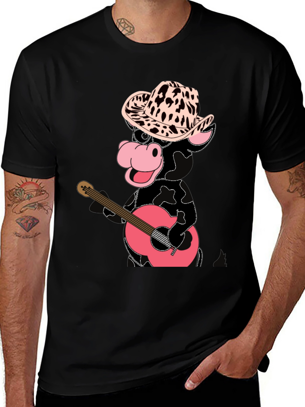 Cowboy Cow Playing Guitar T-Shirt