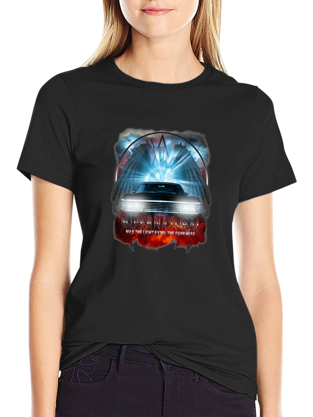 Supernatural Car T-Shirt - Light vs Darkness Graphic Tee