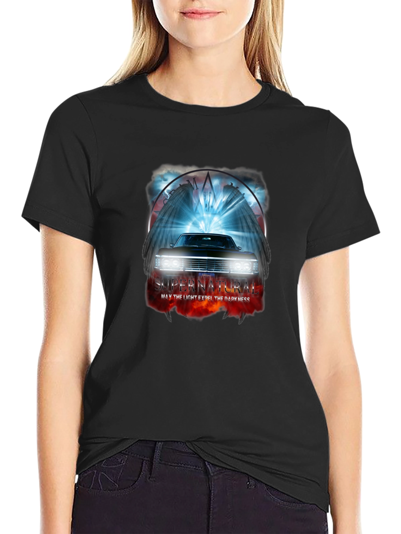 Supernatural Car T-Shirt - Light vs Darkness Graphic Tee