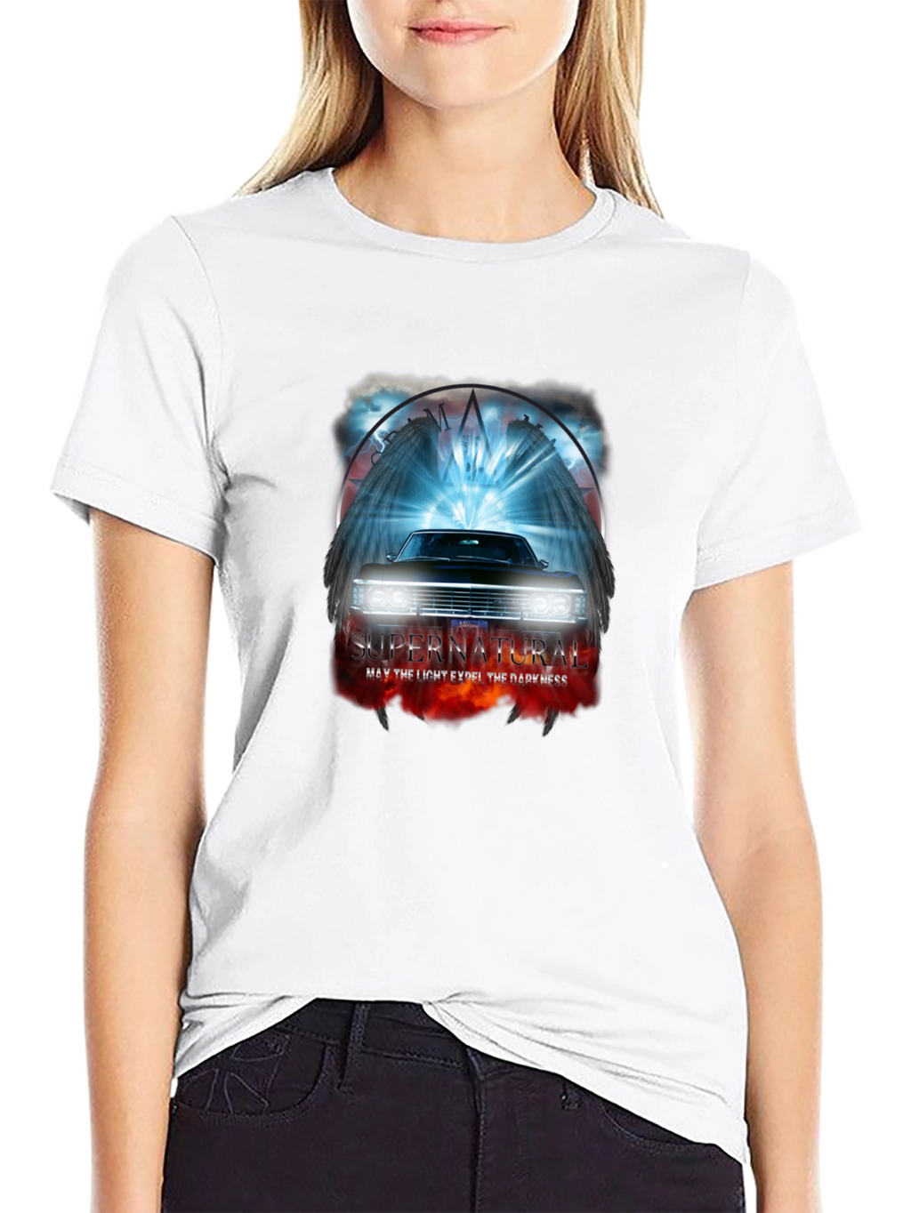 Supernatural Car T-Shirt - Light vs Darkness Graphic Tee