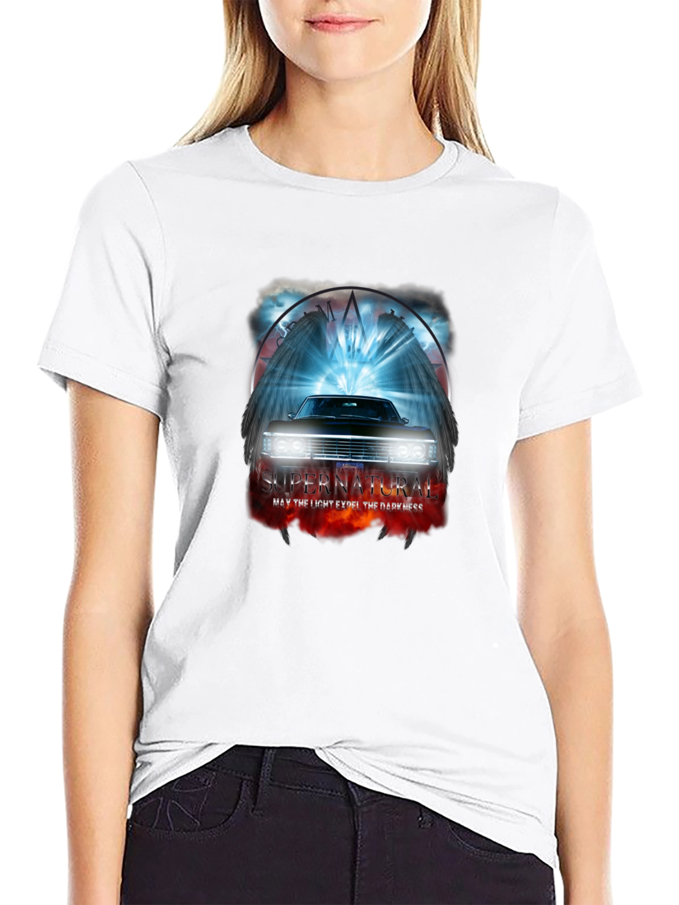 Supernatural Car T-Shirt - Light vs Darkness Graphic Tee