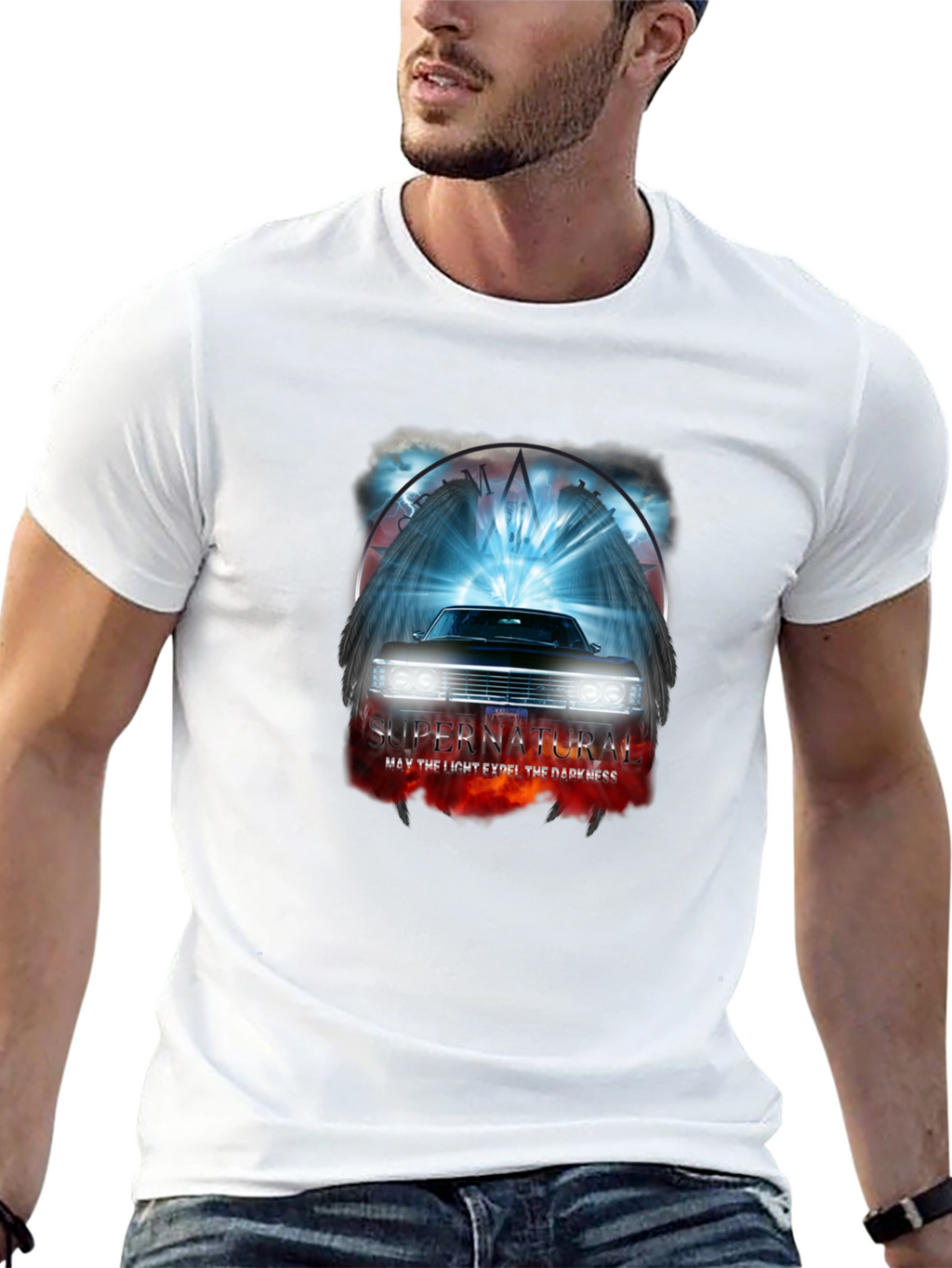 Supernatural Car T-Shirt - Light vs Darkness Graphic Tee