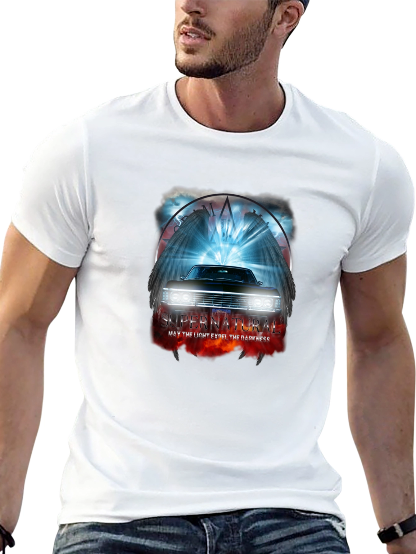 Supernatural Car T-Shirt - Light vs Darkness Graphic Tee