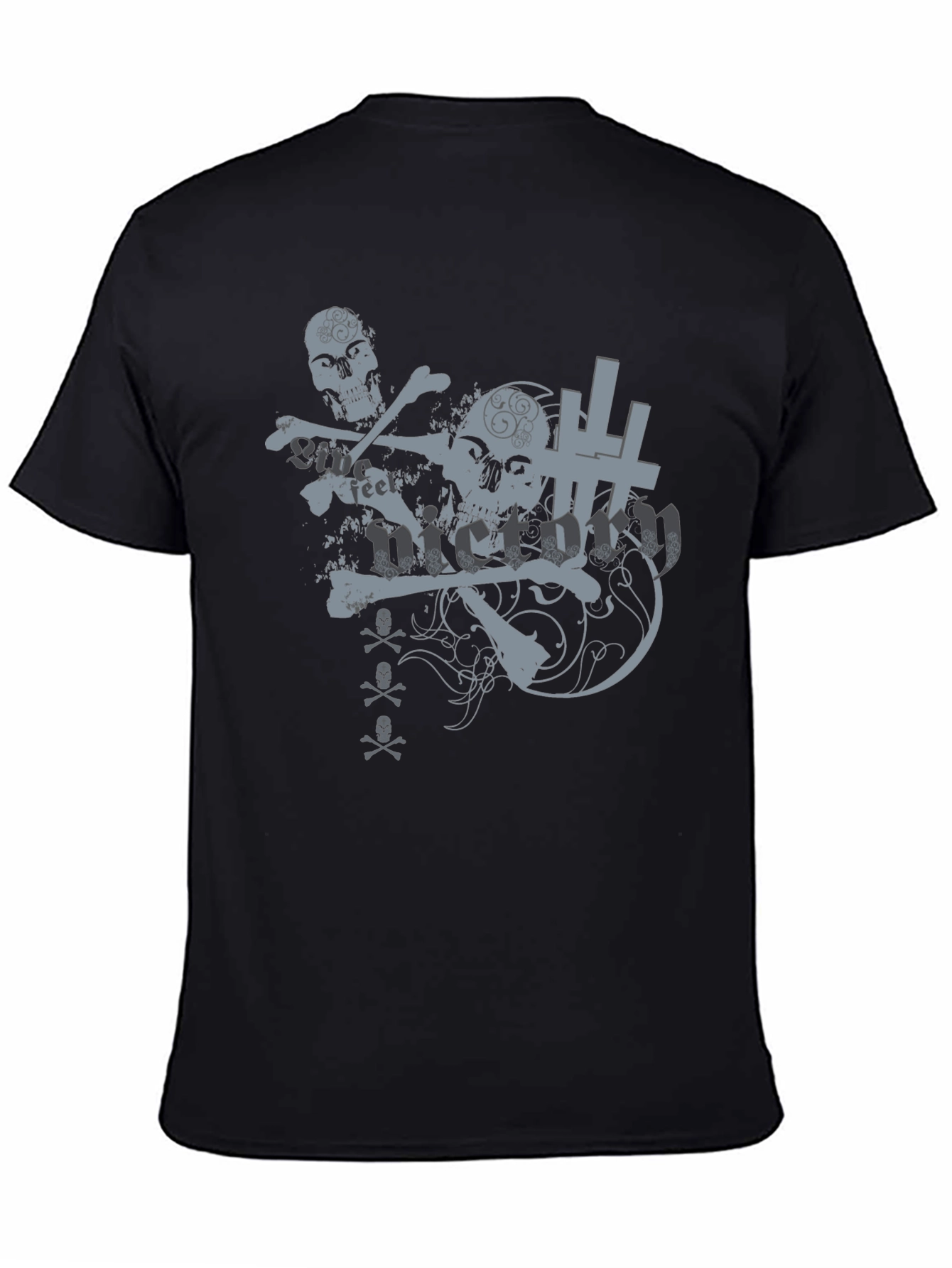Edgy Skull Graphic Tee - Black Cotton T-Shirt
