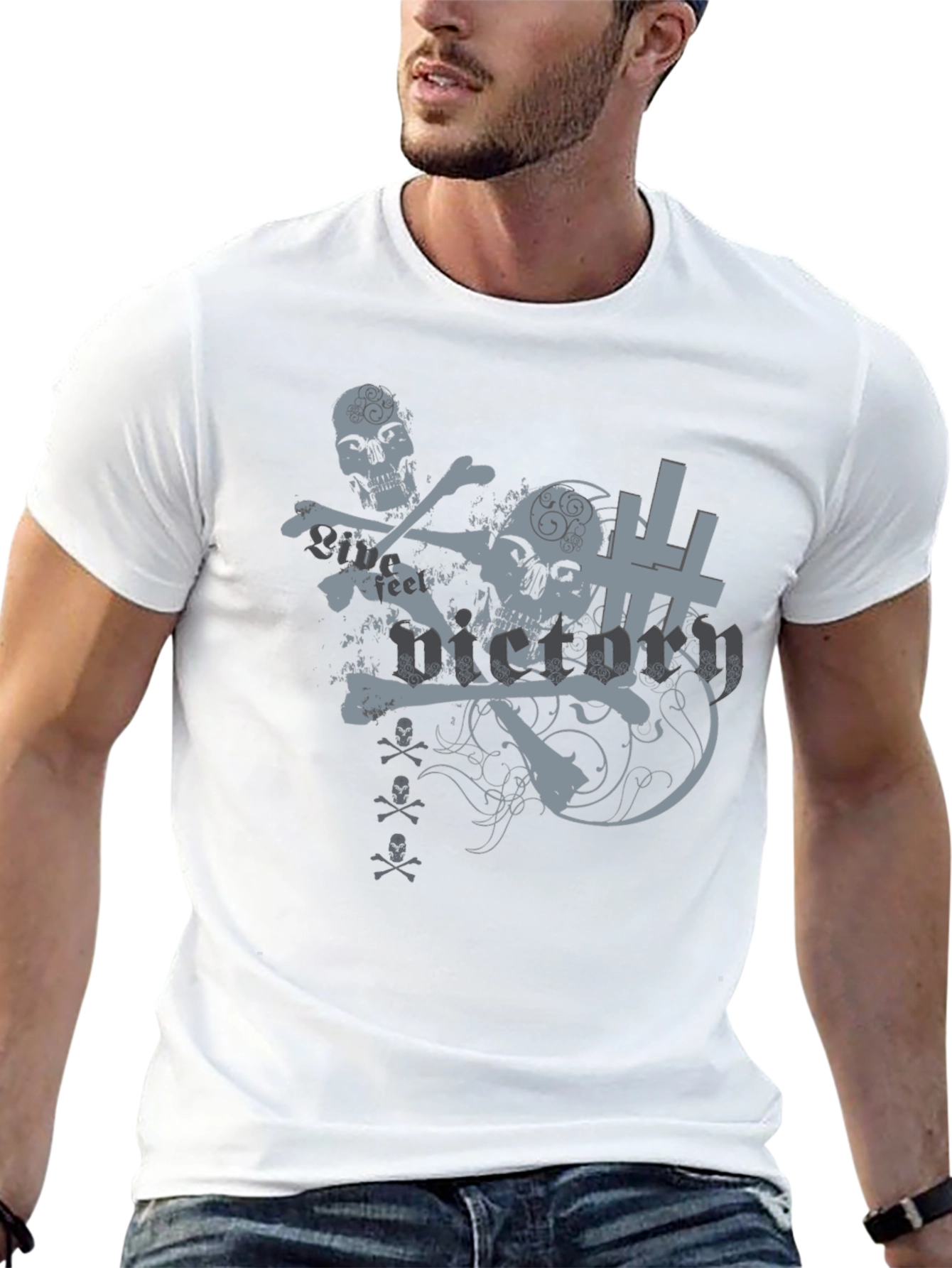 Edgy Skull Graphic Tee - Black Cotton T-Shirt