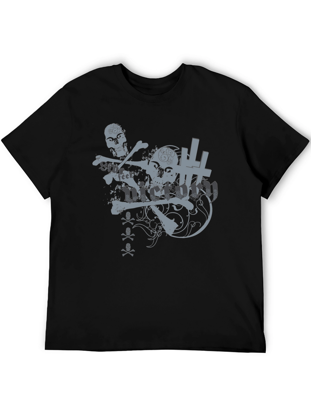 Edgy Skull Graphic Tee - Black Cotton T-Shirt