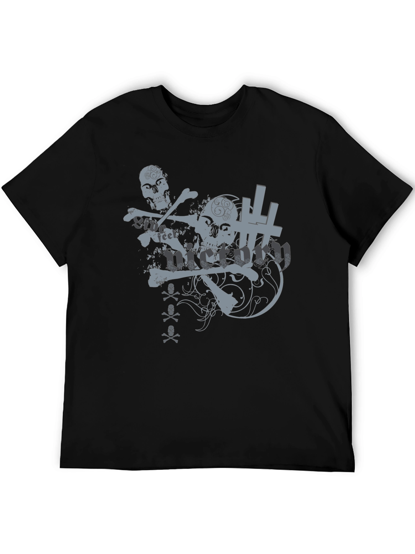 Edgy Skull Graphic Tee - Black Cotton T-Shirt