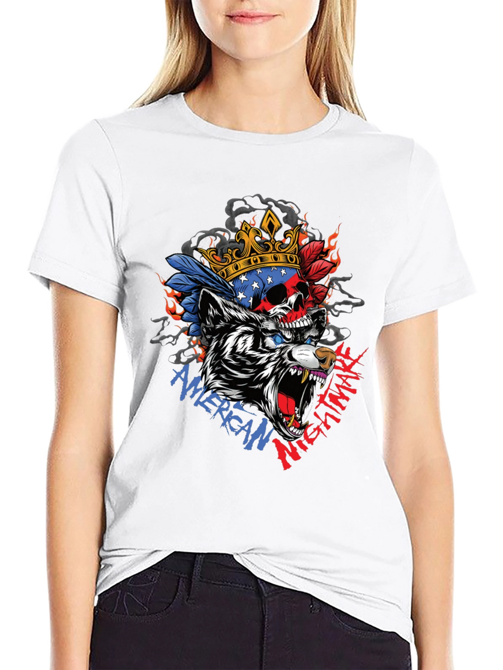 American Nightmare Skull Wolf Graphic Tee