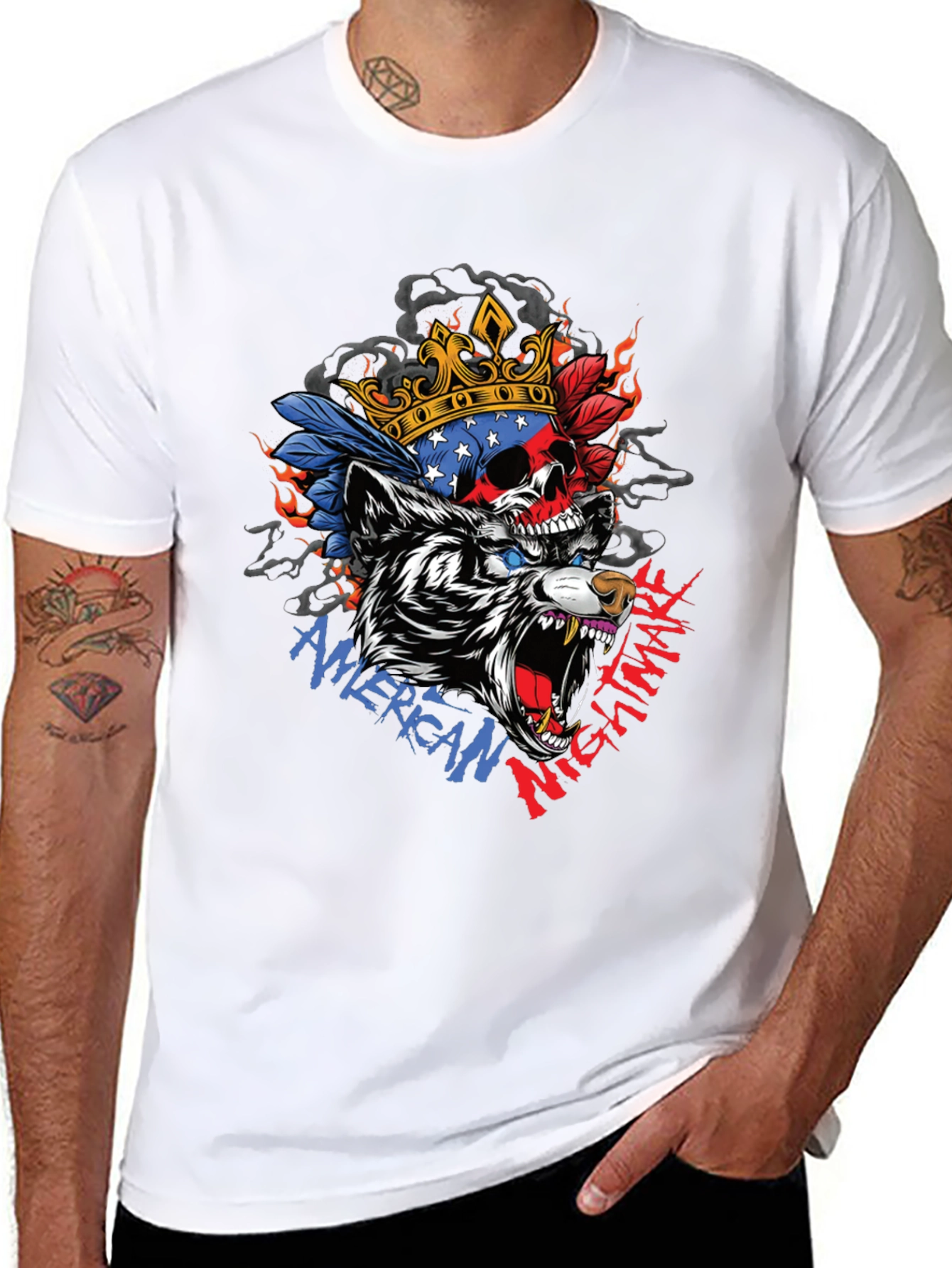 American Nightmare Skull Wolf Graphic Tee