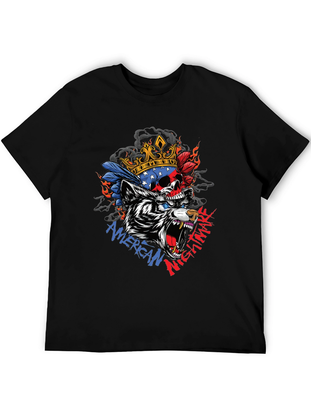 American Nightmare Skull Wolf Graphic Tee