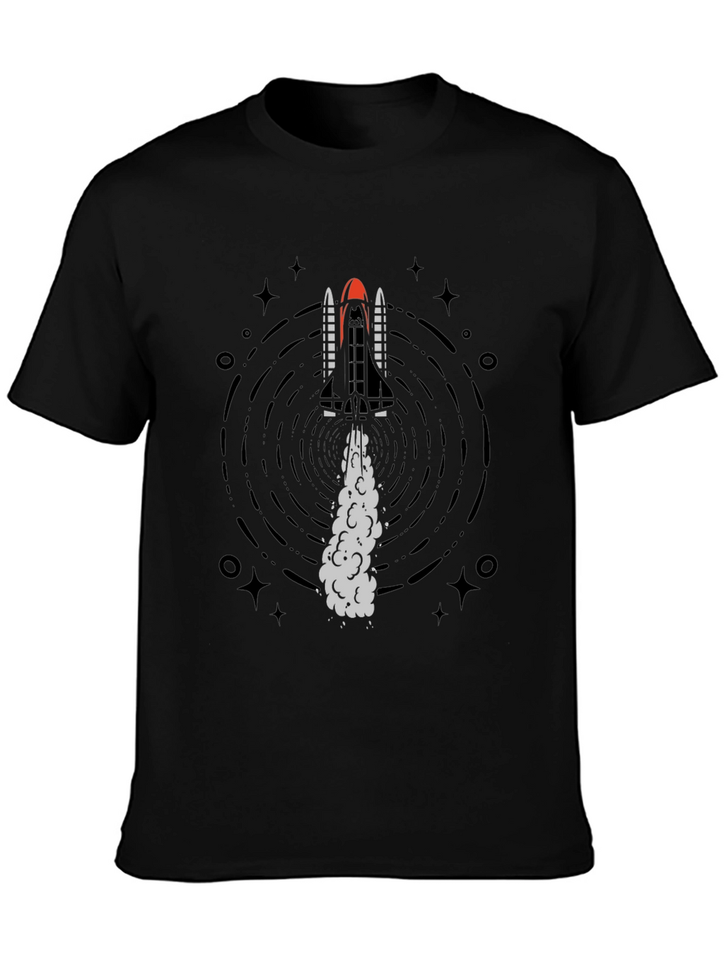 Rocket Launch Graphic Tee - Black Cotton T-Shirt