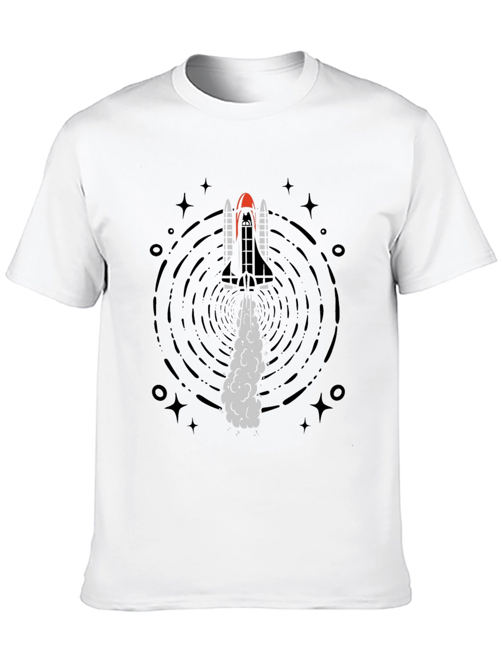 Rocket Launch Graphic Tee - Black Cotton T-Shirt