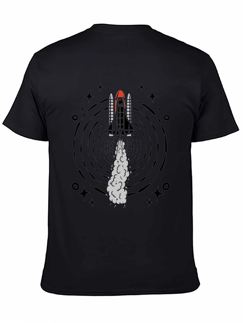 Rocket Launch Graphic Tee - Black Cotton T-Shirt