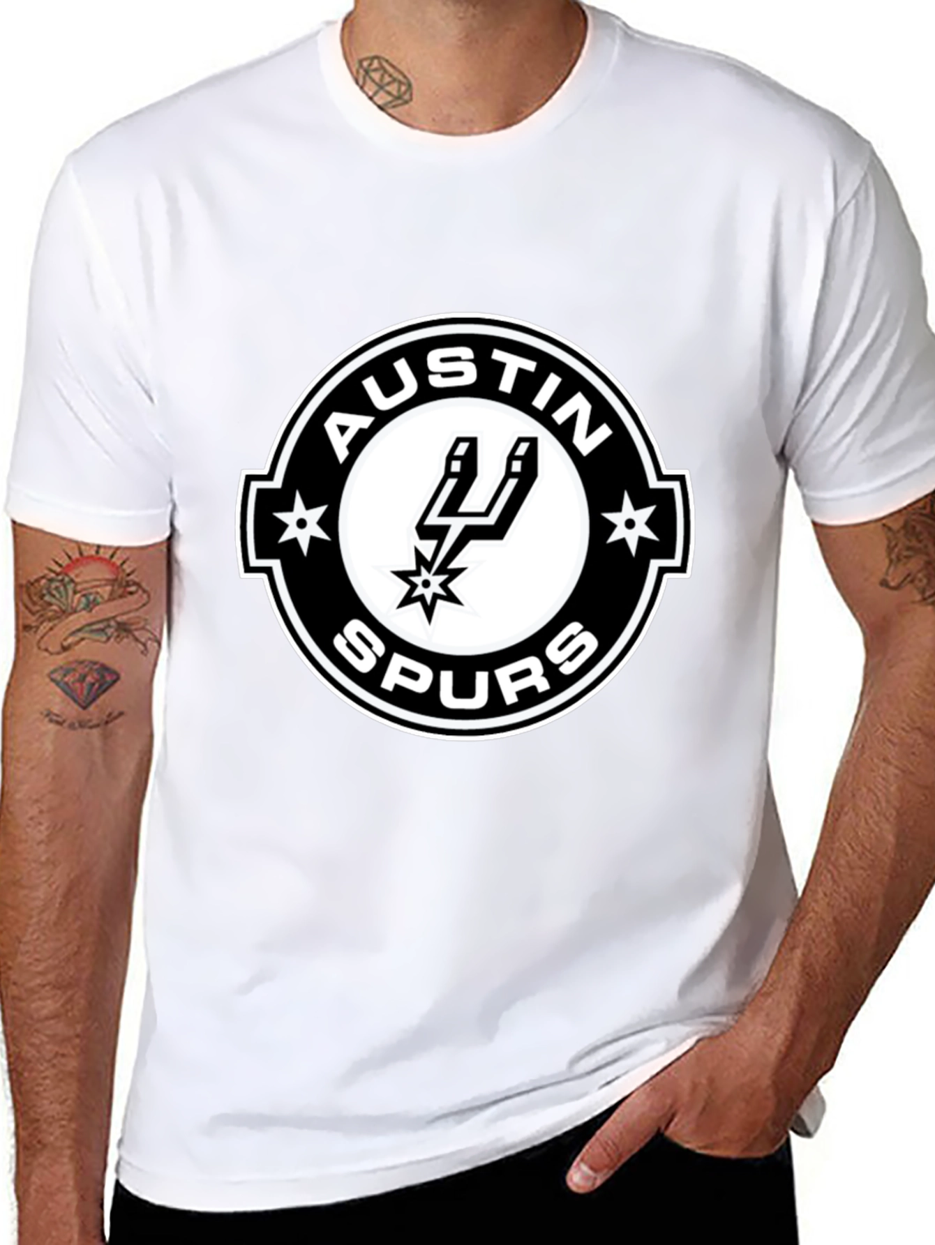 Austin Spurs T-Shirt - Black Cotton Blend