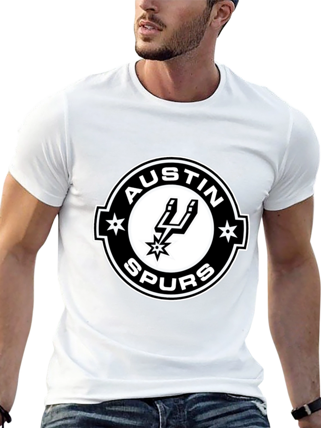 Austin Spurs T-Shirt - Black Cotton Blend