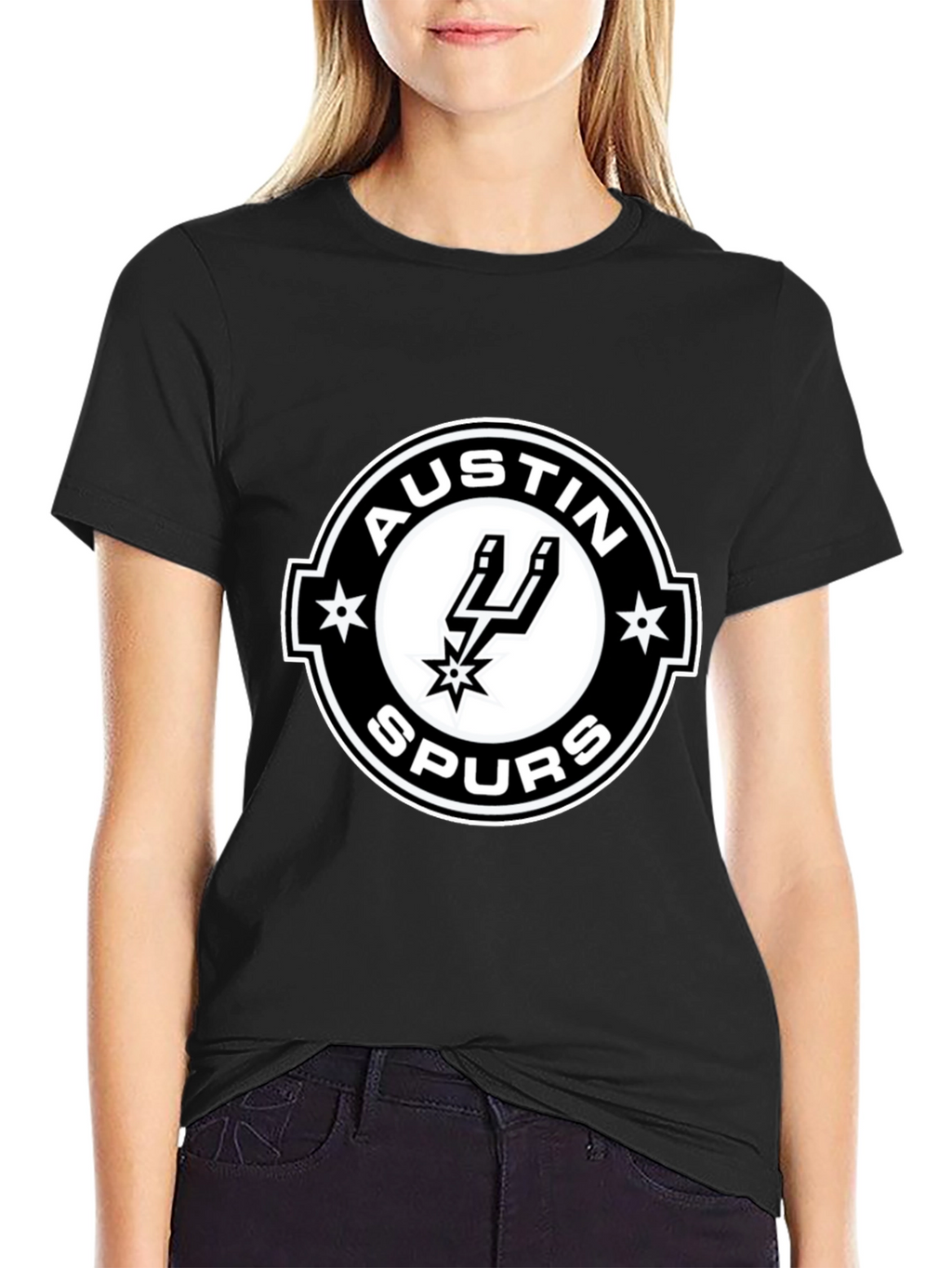 Austin Spurs T-Shirt - Black Cotton Blend