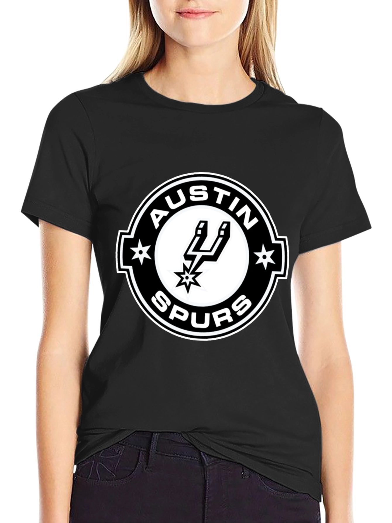 Austin Spurs T-Shirt - Black Cotton Blend