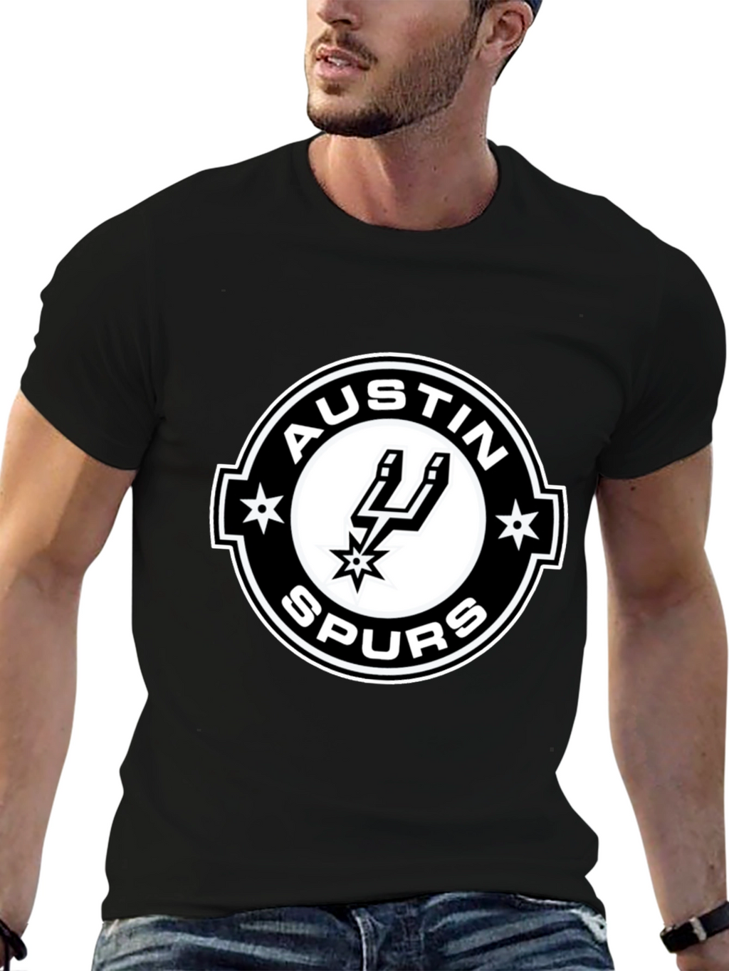 Austin Spurs T-Shirt - Black Cotton Blend