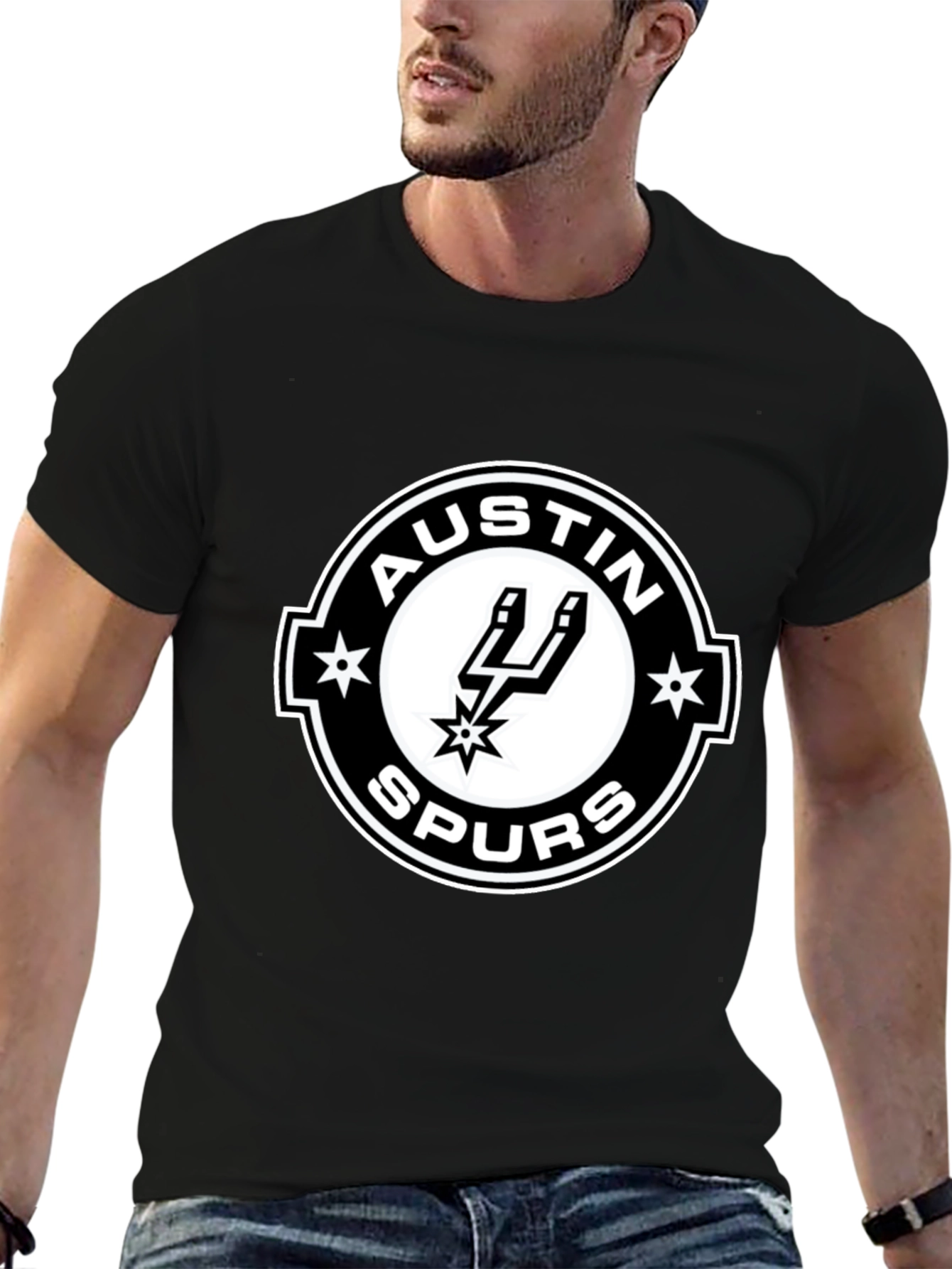 Austin Spurs T-Shirt - Black Cotton Blend