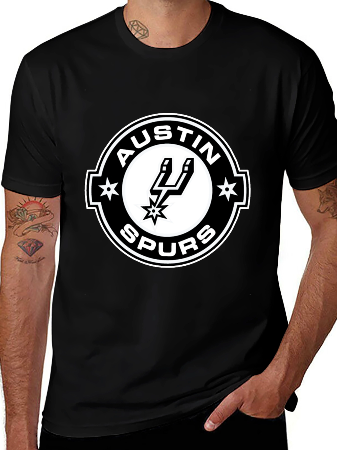 Austin Spurs T-Shirt - Black Cotton Blend