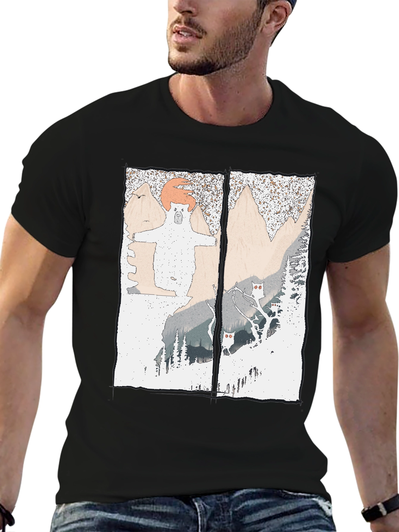 Bear Mountain Graphic Tee - Soft Cotton Blend T-Shirt