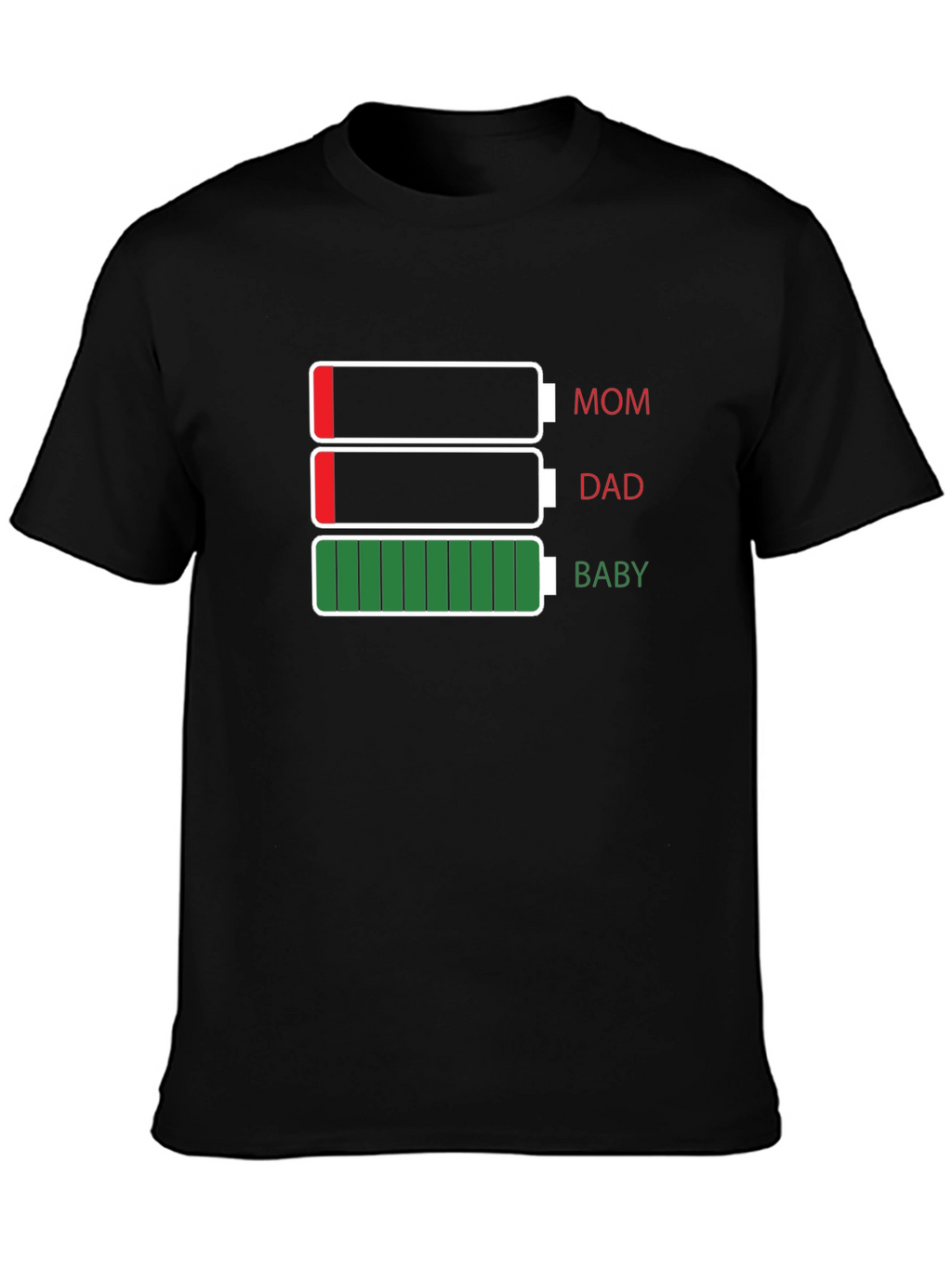 Family Battery Level T-Shirt - Mom Dad Baby