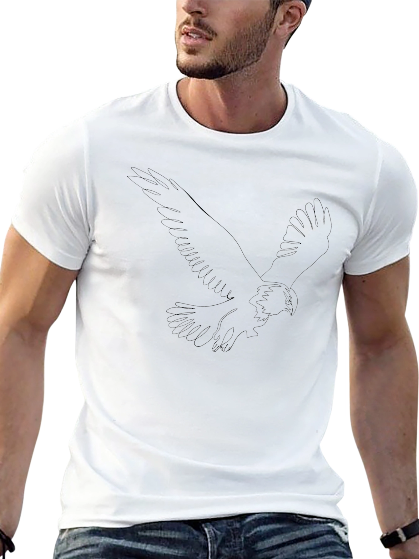 Mens Black T-Shirt with Abstract Eagle Design
