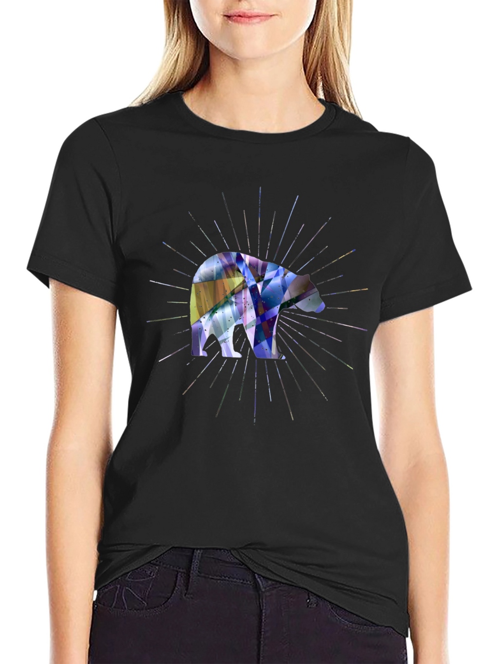 Geometric Bear Graphic Tee - Modern Style