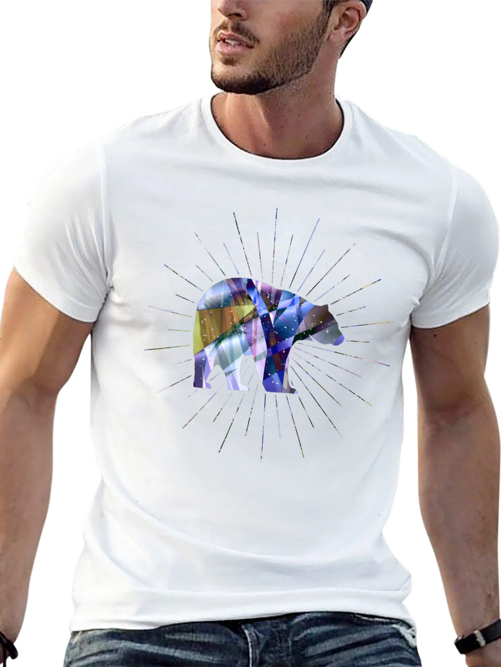 Geometric Bear Graphic Tee - Modern Style