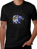 Geometric Bear Graphic Tee - Modern Style