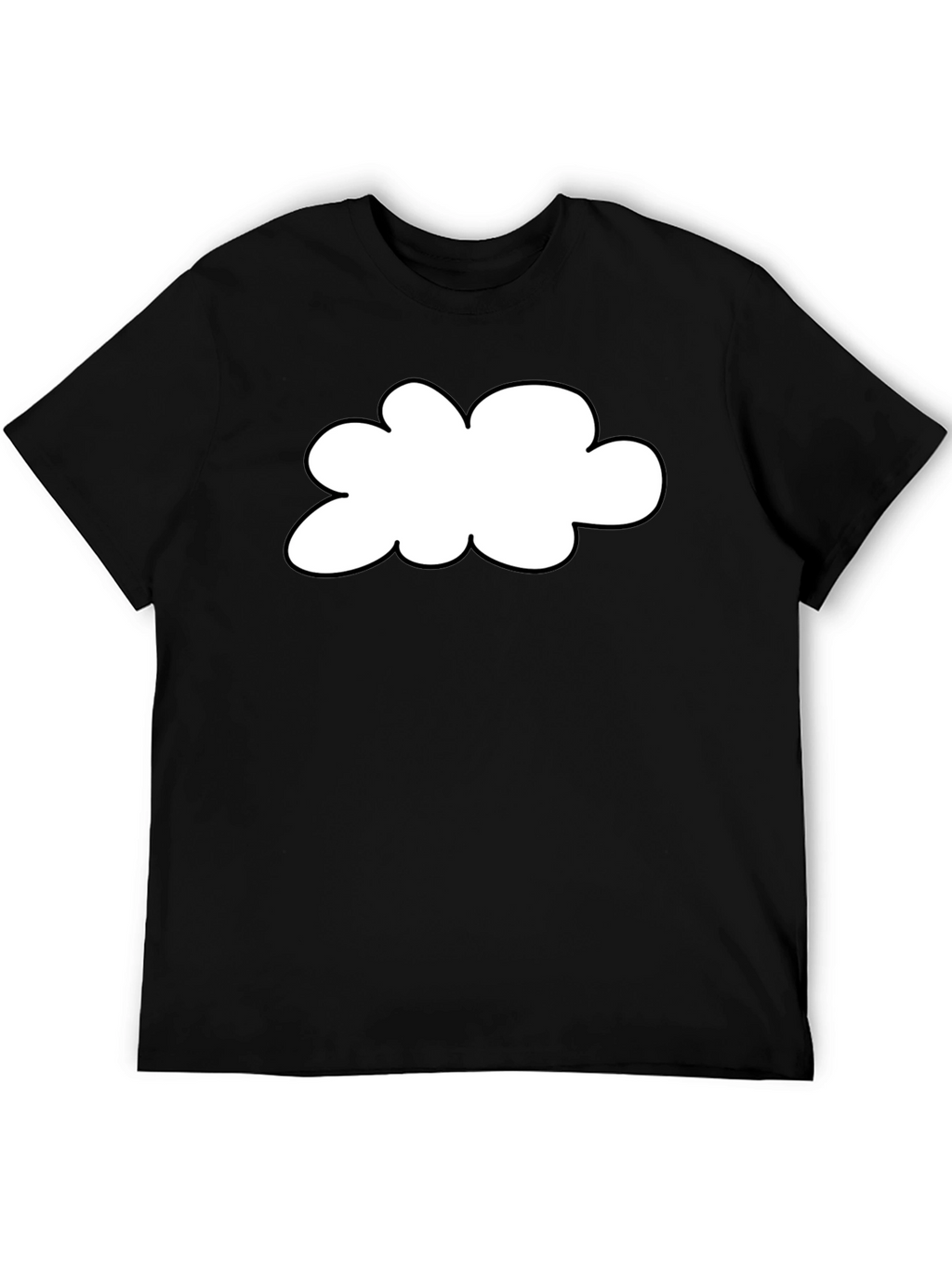 Black T-Shirt with Cloud Graphic Print