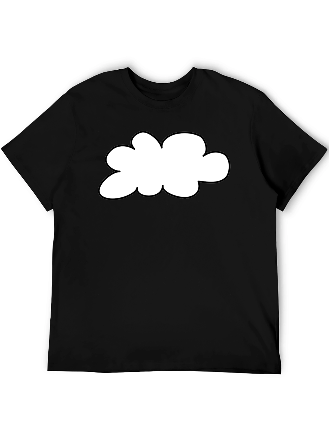 Black T-Shirt with Cloud Graphic Print