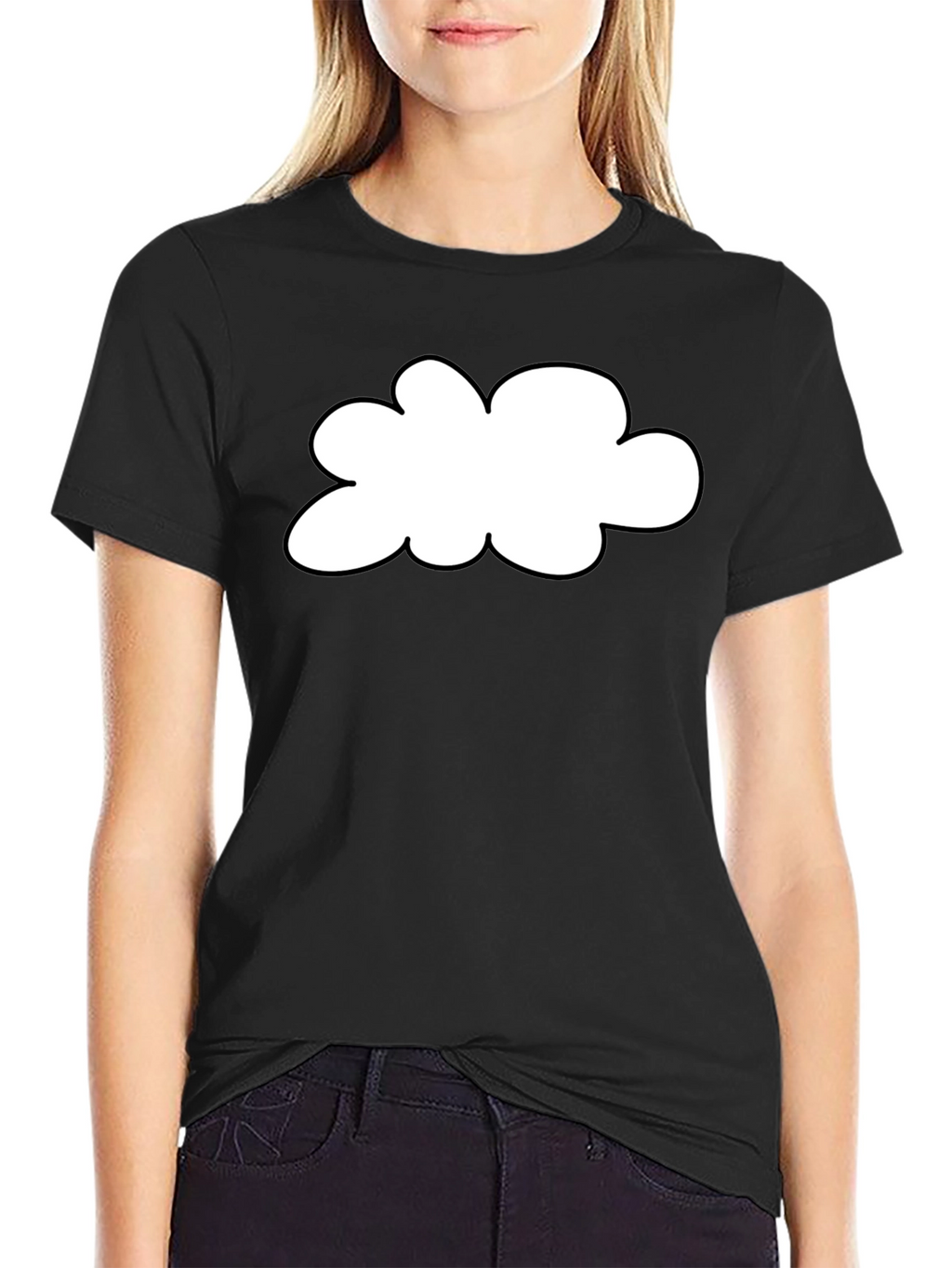 Black T-Shirt with Cloud Graphic Print