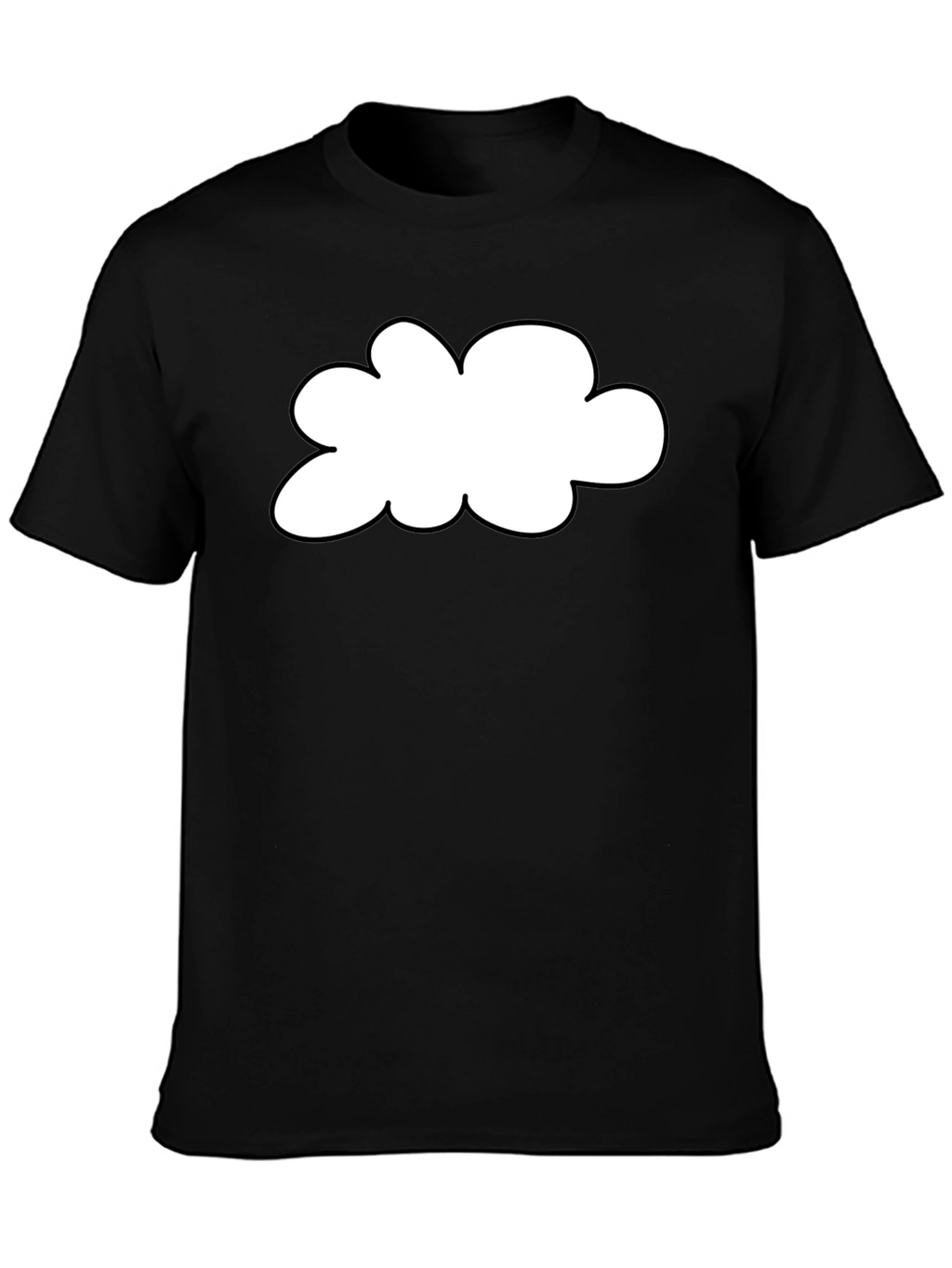 Black T-Shirt with Cloud Graphic Print