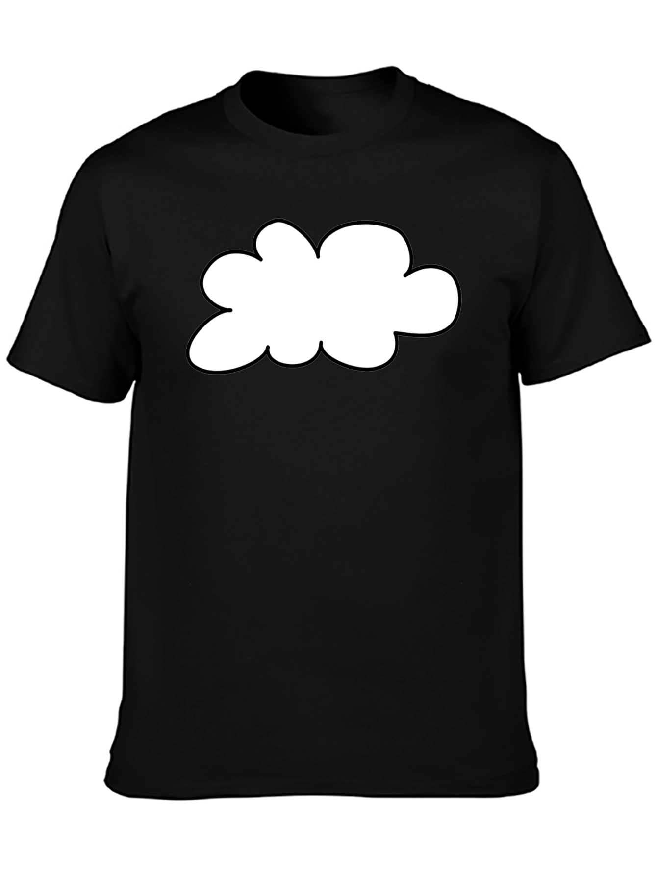 Black T-Shirt with Cloud Graphic Print